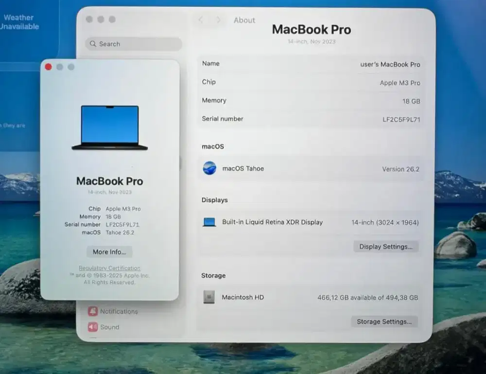 Macbook M3 Pro 14 Inch Ram 18 Ssd 512 Full set Space Black buat kerja