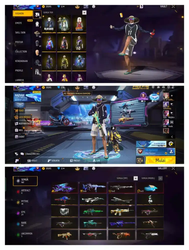 Jual akun ff spek GG