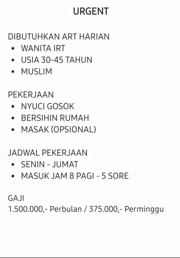 DIBUTUHKAN ART SECEPATNYA