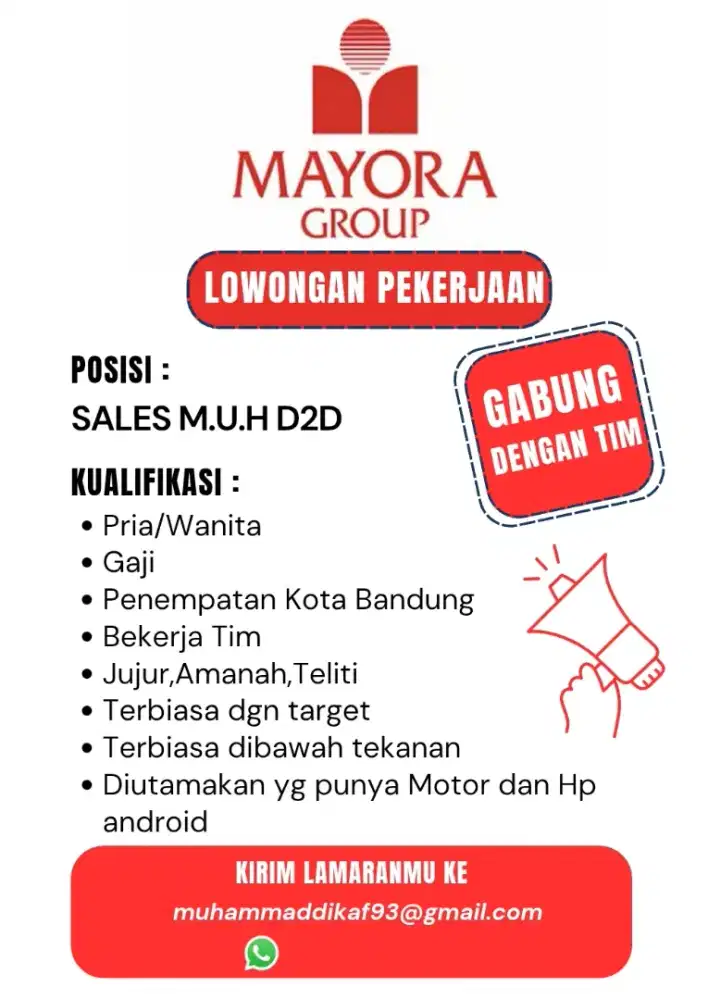 Dicari segera sales d2d muh