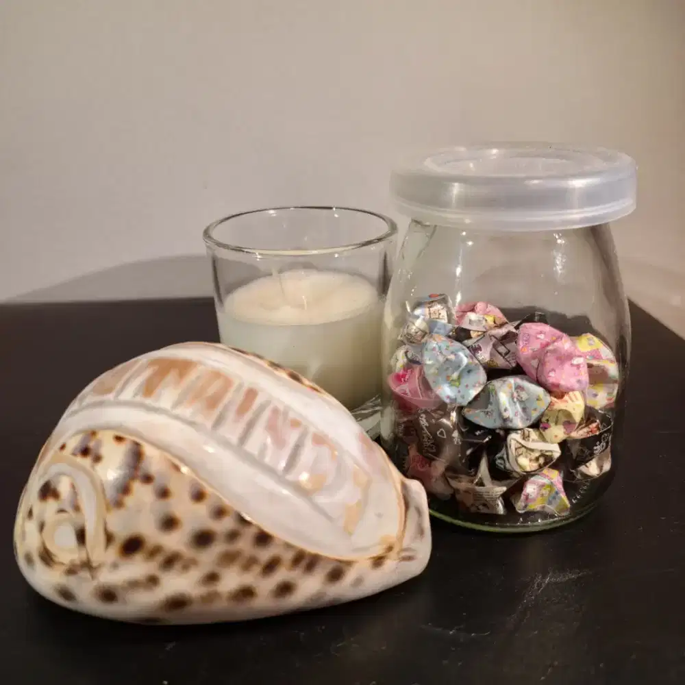 Pajangan Mix Kerang Besar + Lucky Stars Bottle + Lilin Aroma Therapy
