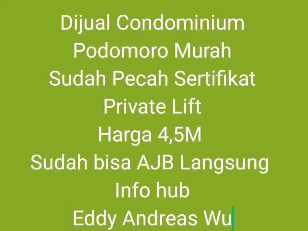 Condo Podomoro Murah