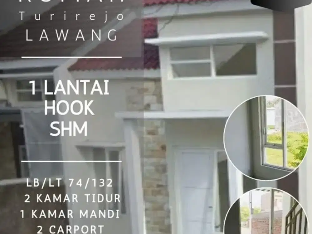 Rumah dijual di Lawang Lt132 420jt exit tol bisa barter/TT mobil