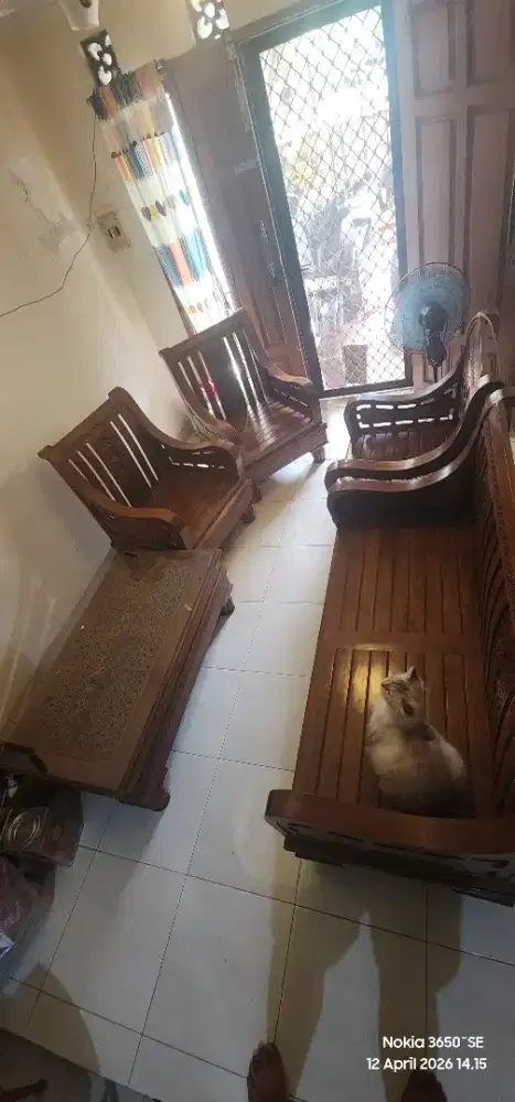 Jual set kursi tamu jati semut 2 111 + meja