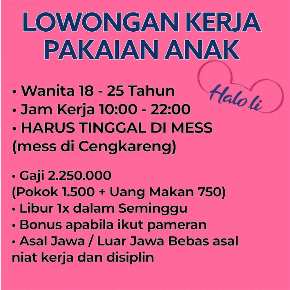 LOKER SPG TINGGAL MESS SERIUS ONLY