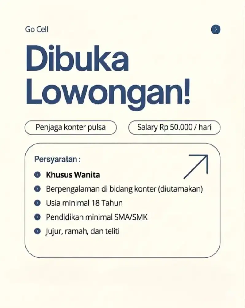 Dibutuhkan Penjaga Konter Pulsa