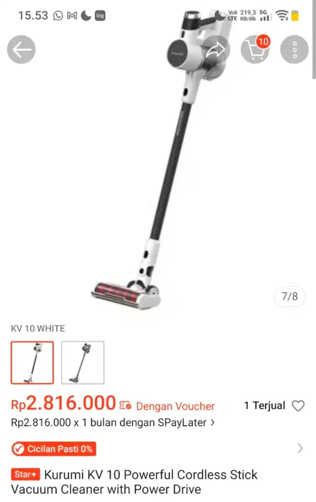 Dijual: Cordless Stick Vacuum Cleaner Kurumi KV10(Masih Bagus&Lengkap)