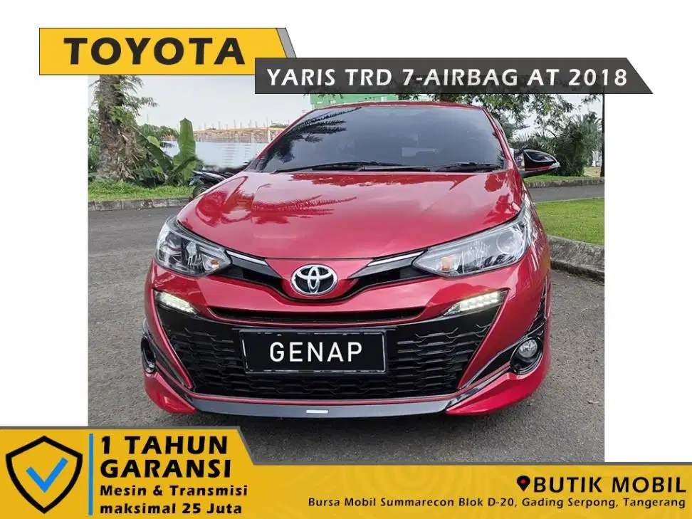 Pajak 1 tahun. Yaris TRD AT 7-Airbag 2018 Merah