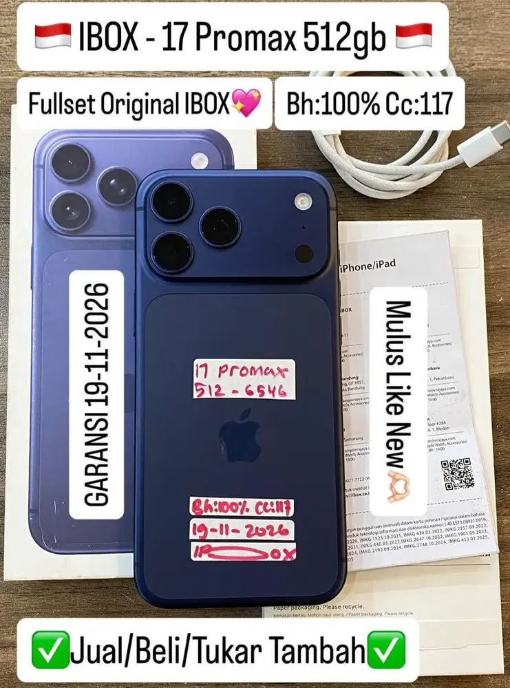 Iphone 17 Promax 512 Gb Deep Blue Resmi Ibox Bisa cicilan