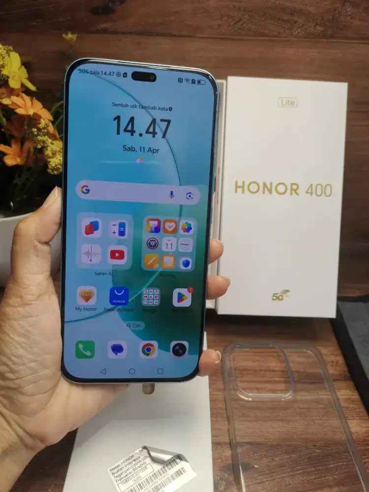 Honor 400 lite 5G blue 8/256 GB pemakaian sebulan garansi resmi pnjng