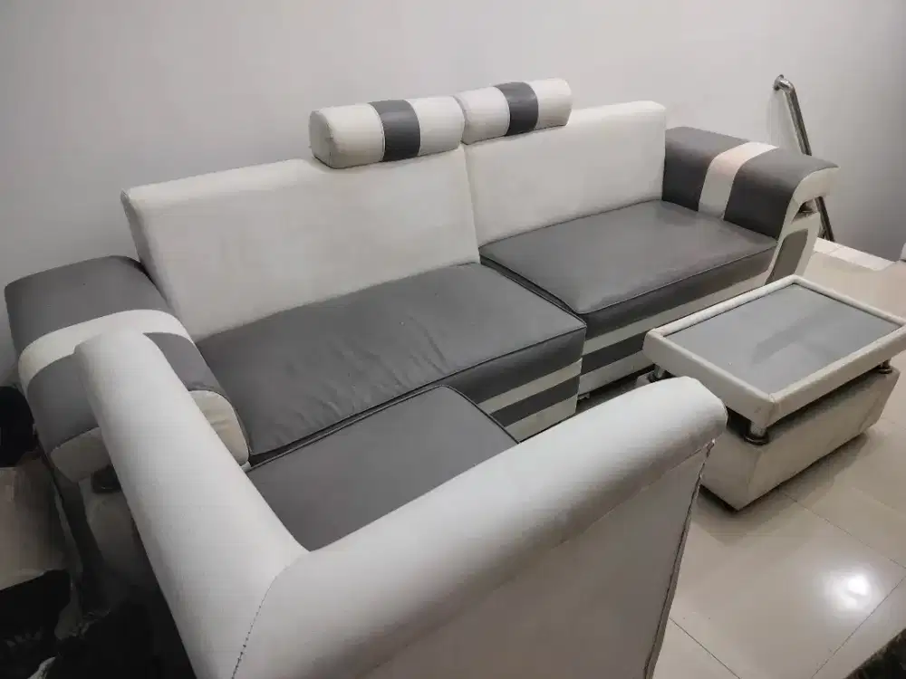 Sofa L Angsa Set Optix Bahan Kulit Oscar Premium Rangka Kayu