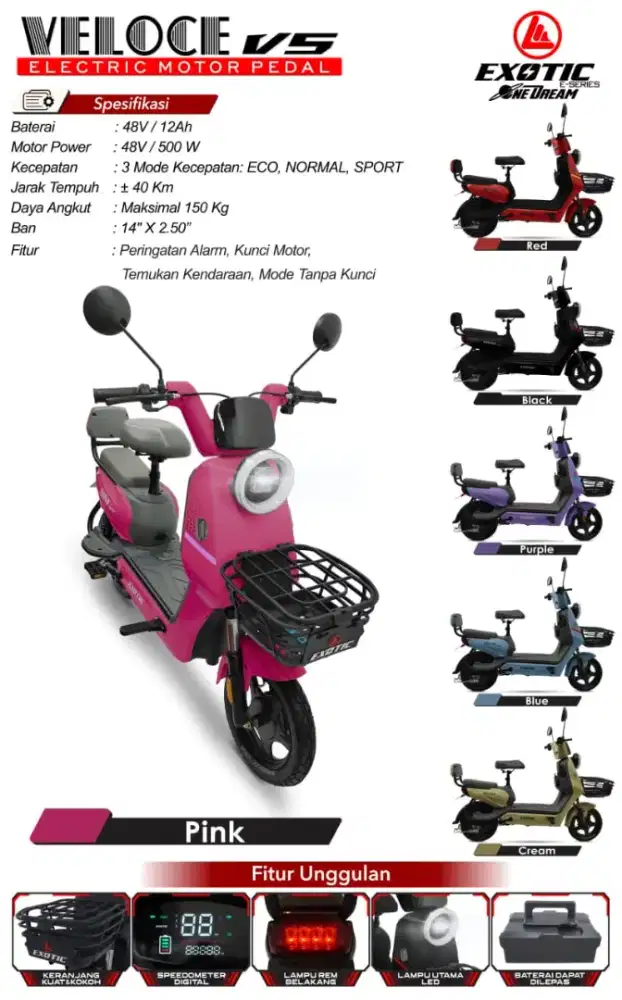 SEPEDA LISTRIK FREE ONGKIR VELOVE V5