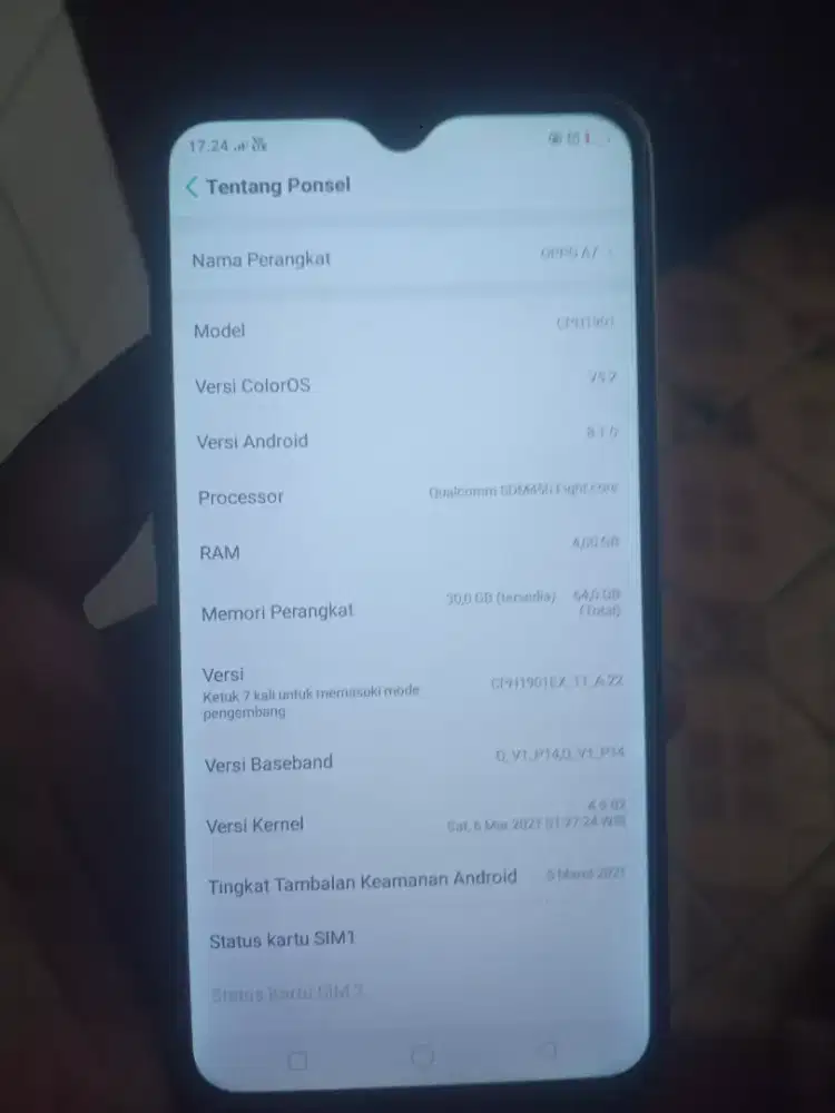 Oppo a7 4/64 batangan