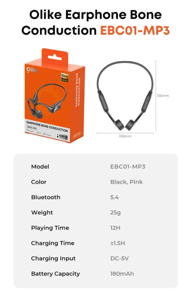 Earphone Bone conduction OLIKE EBC01 MP3
