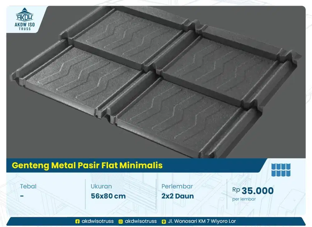 Genteng Metal Pasir 0.25mm UPVC Dr Shield Transparan Flat Minimalis