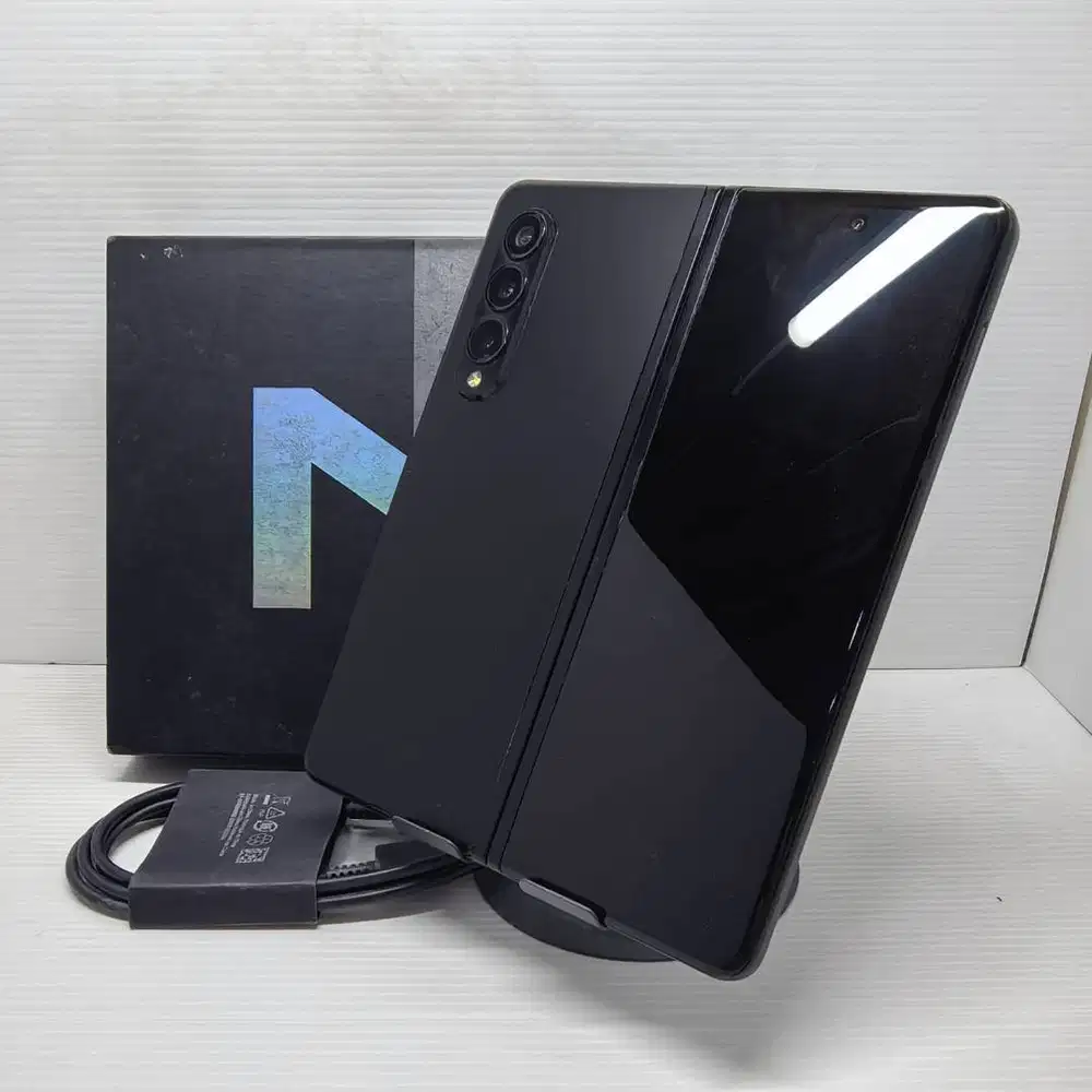 FULLSET NO MINUS SAMSUNG GALAXY Z FOLD 3 5G 12/256 PHANTOM BLACK RESMI