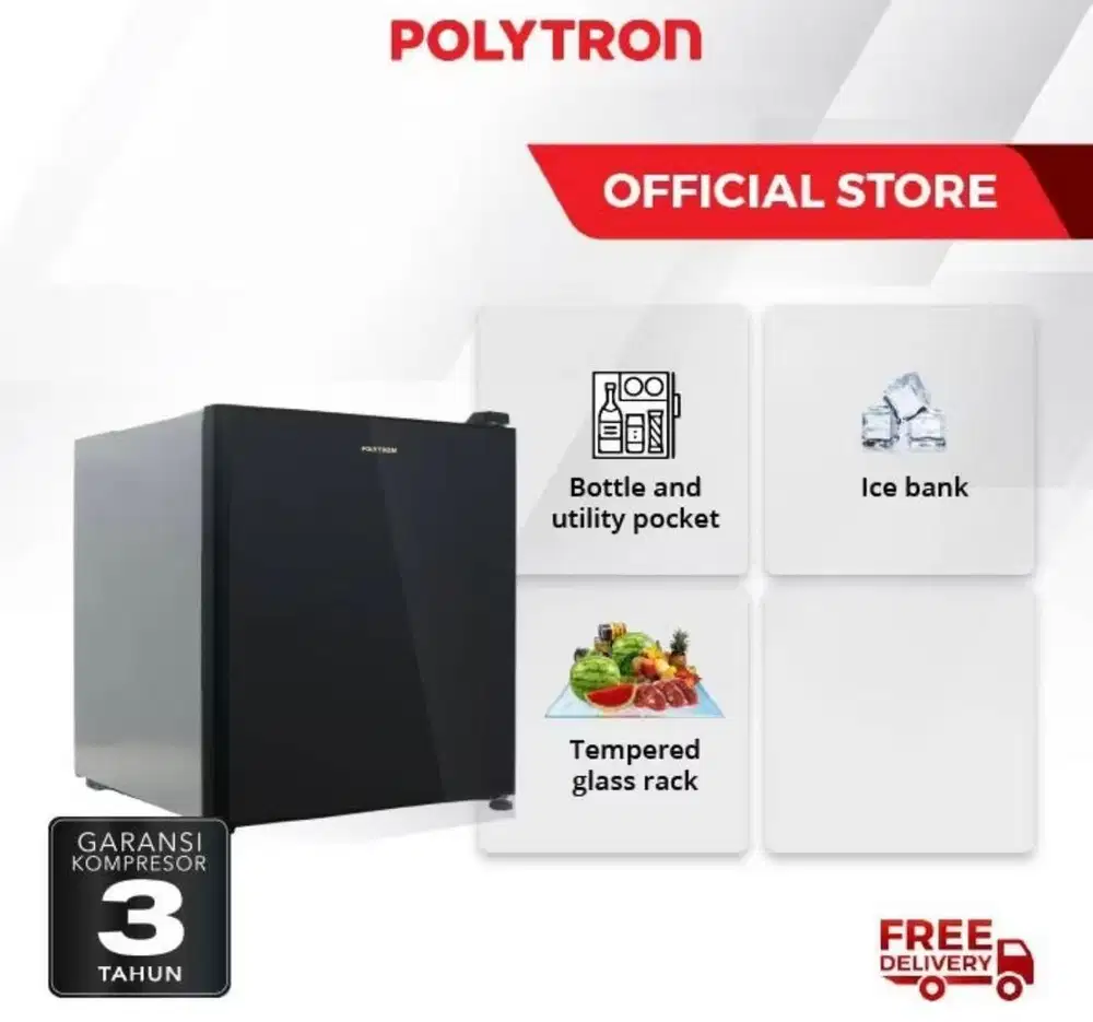 Polytron Kulkas Mini Refrigerator 50L PRH 51 Hitam