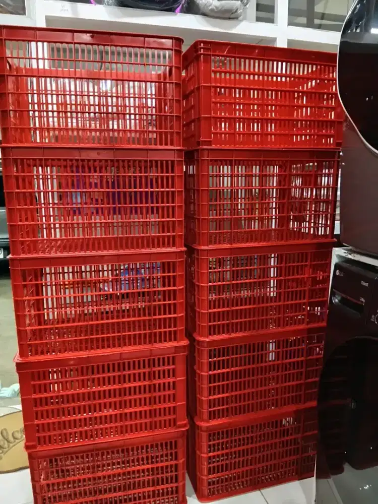 Keranjang Industri 80 L, Merah, Tebal