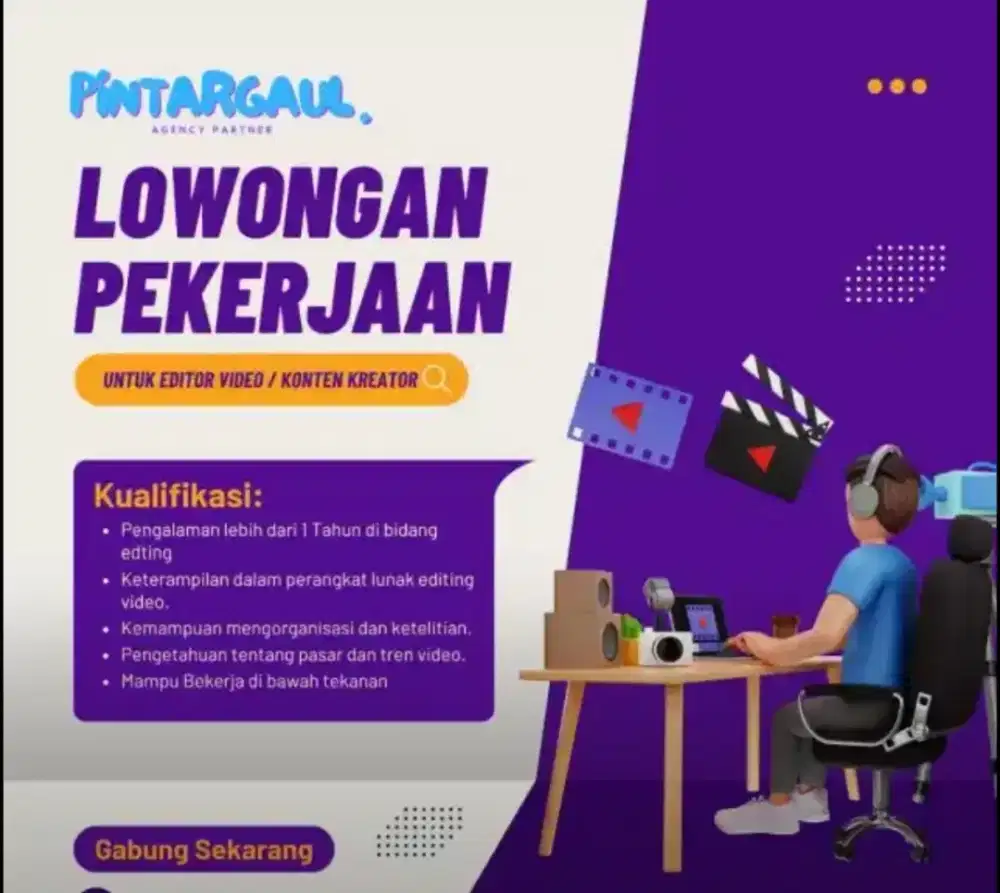 Lowongan kerja Editor dan Talent