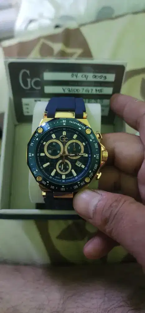 Jam Gc original warna gold blue strap