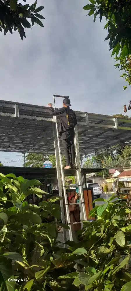 Kanopi bajaringan atap alderond galvalum pasir dan polos