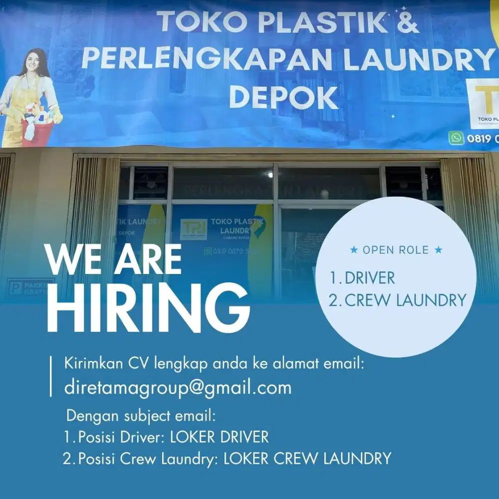 Lowongan Driver Toko dan Crew Laundry