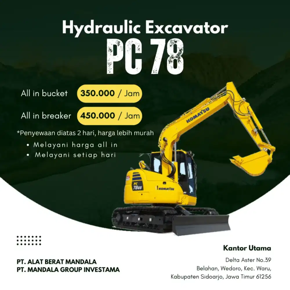 Persewaan alat berat excavator dozer vibro bisa ALL IN