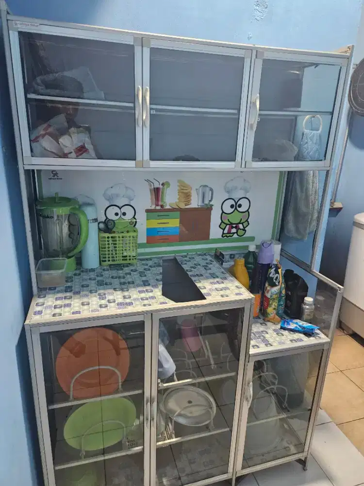 Bufet lemari tv minimalis dan rak piring aluminium