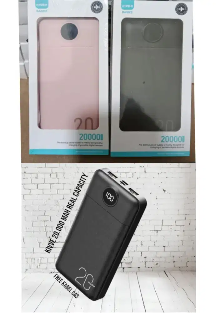 POWER BANK KIVVE 20.000 MAH kapasitas real asli