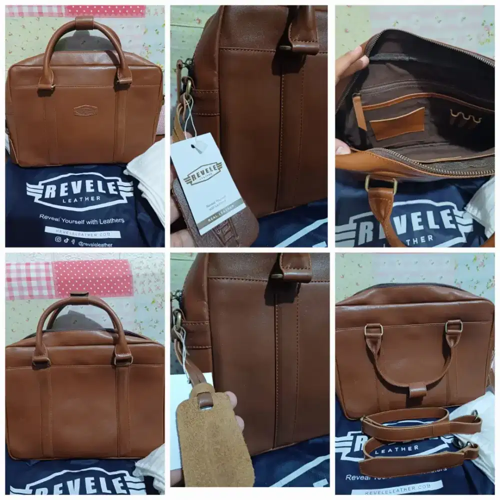 Tas laptop pria wanita 14 REVELE kulit asli
