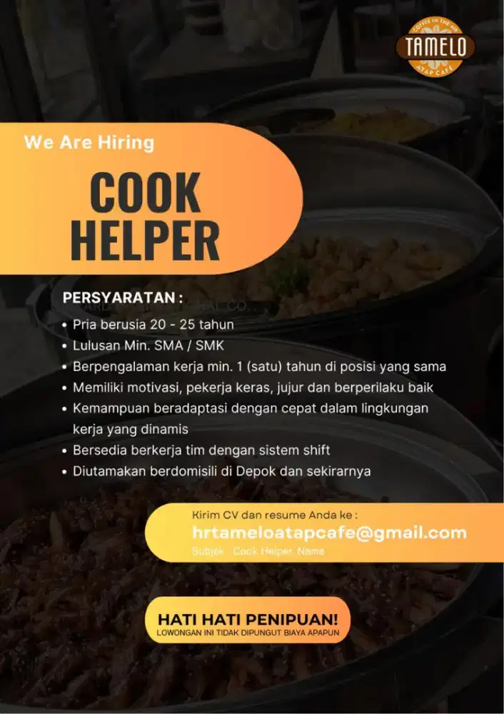 Lowongan Pekerjaan Cook Helper