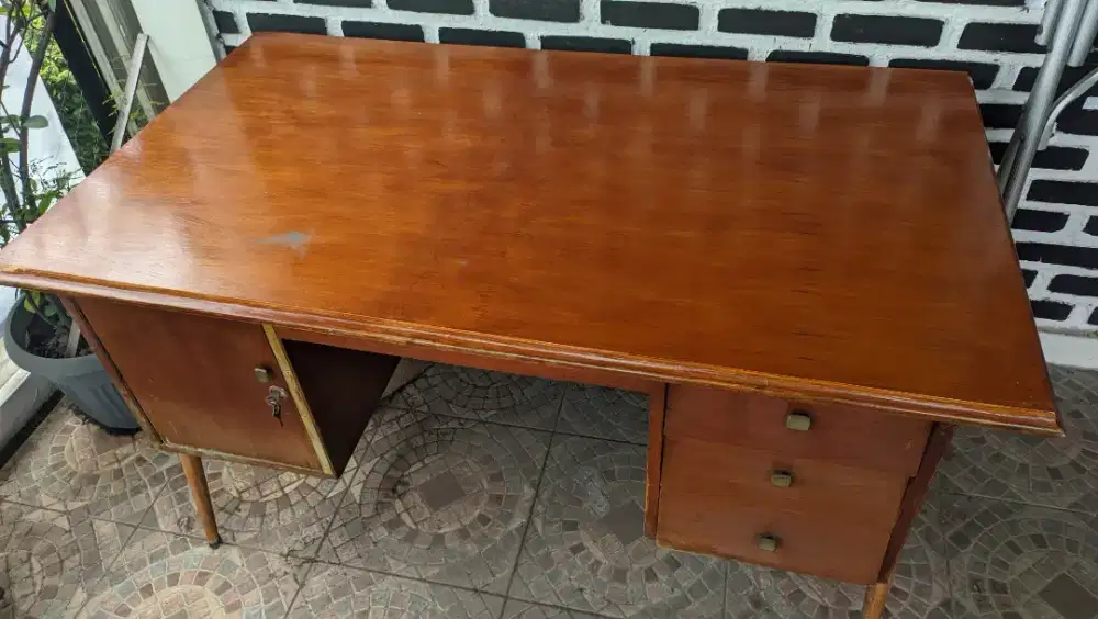 Meja kerja kayu jati FULL solid