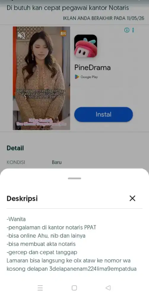 Dibutuhkan secepatnya untuk Wanita