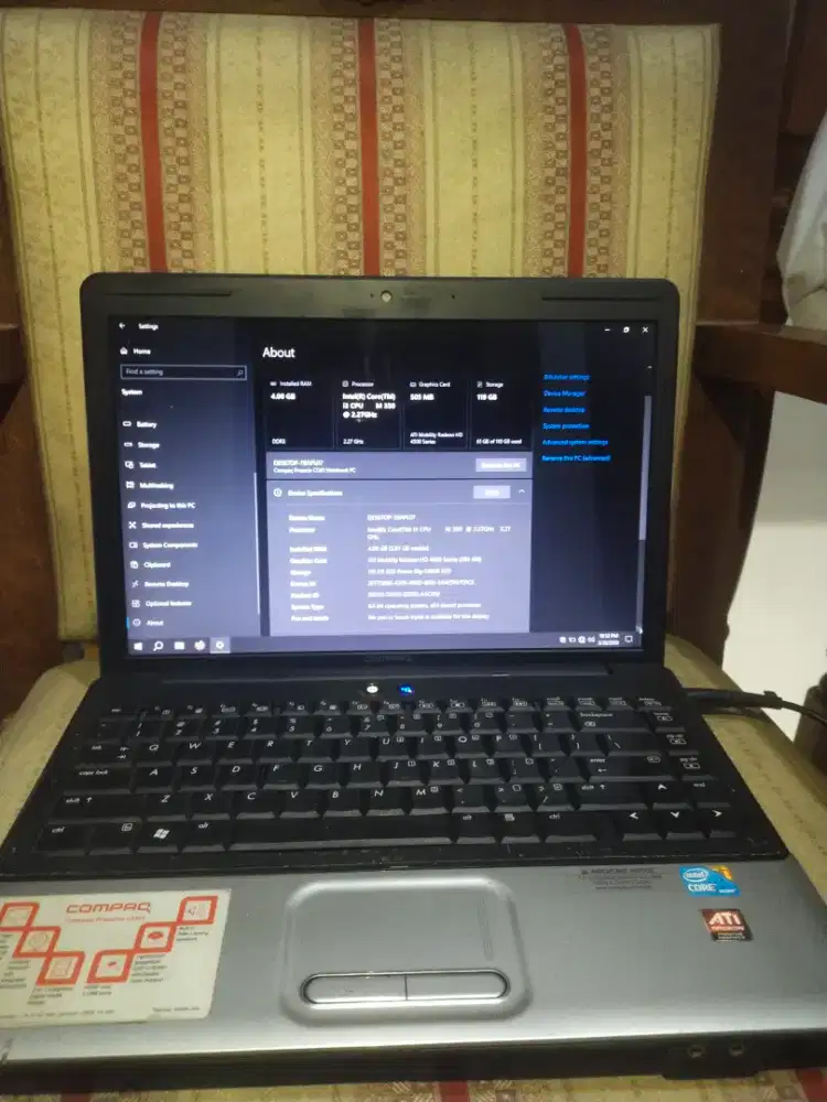 Laptop compaq presario cq41 ram 4gb SSD 128gb