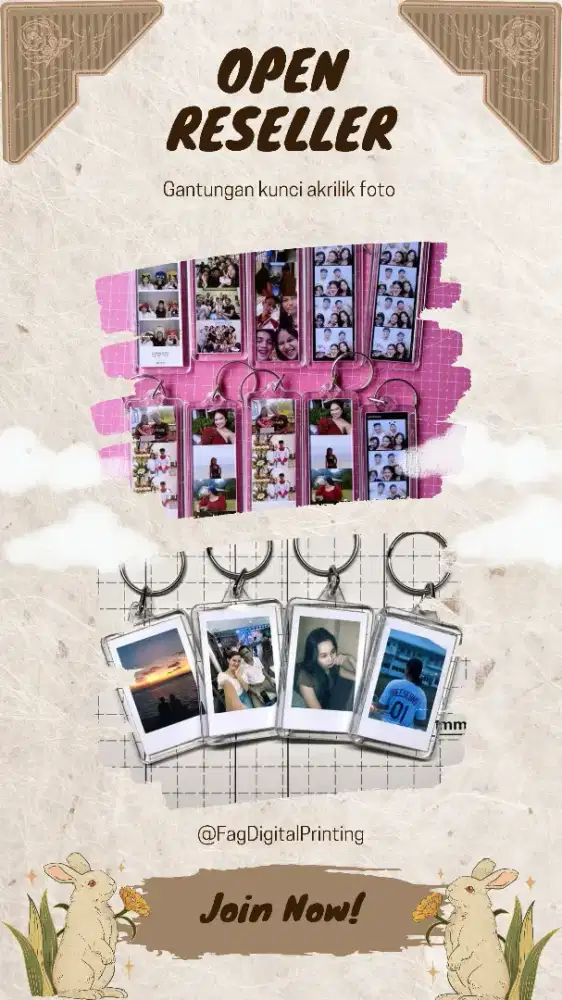 Open reseller gantungan kunci akrilik foto