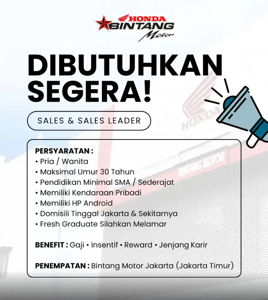 Lowongan Kerja Sales - Motor Honda