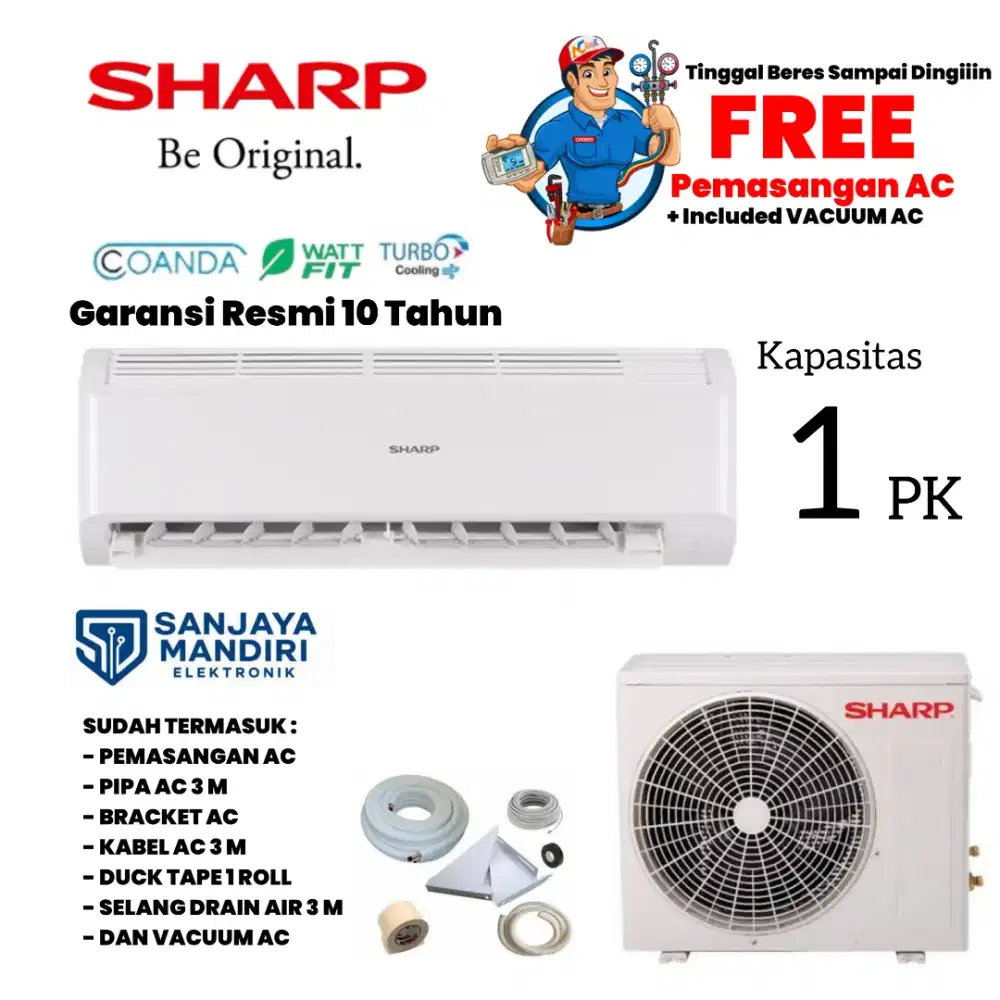 FREE PEMASANGAN! SHARP AC Split 1 PK TurboCool Multi AirFlow AH-A9BEY2