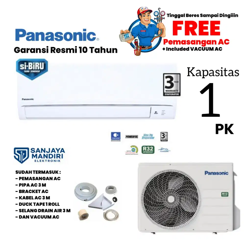 FREE PEMASANGAN! PANASONIC AC Split 1 PK R32 LowVoltage CS-ZN9YKP