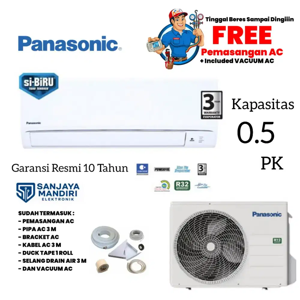 FREE PEMASANGAN! PANASONIC AC Split 1/2 PK R32 LowVoltage CS-ZN5YKP