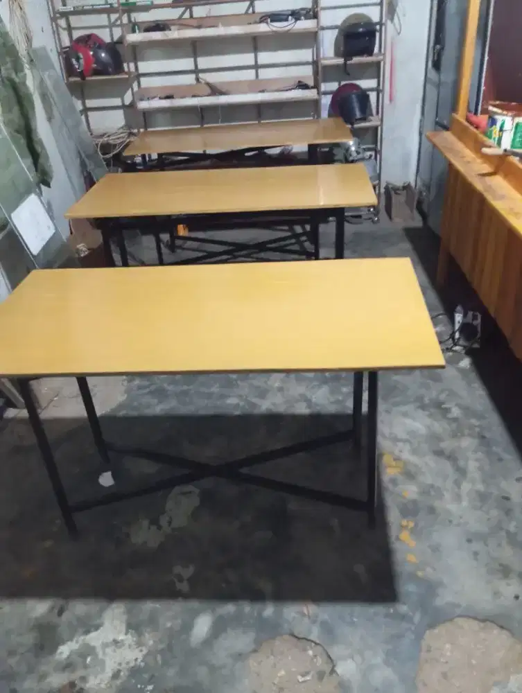 Meja besi, meja panjang, booth, gerobak sate, meja kasir, meja bar dll