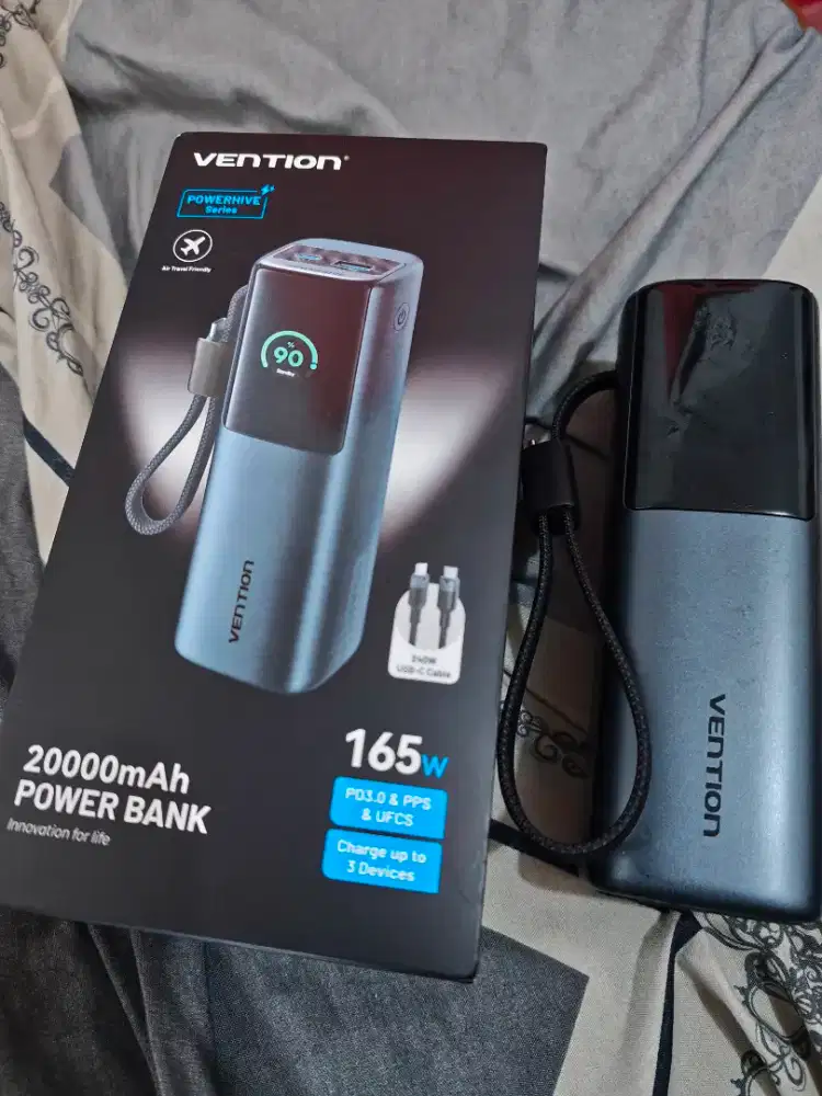 Powerbank Vention 20000mAh 165W Max Output Built In Cable USB-C(Bekas)