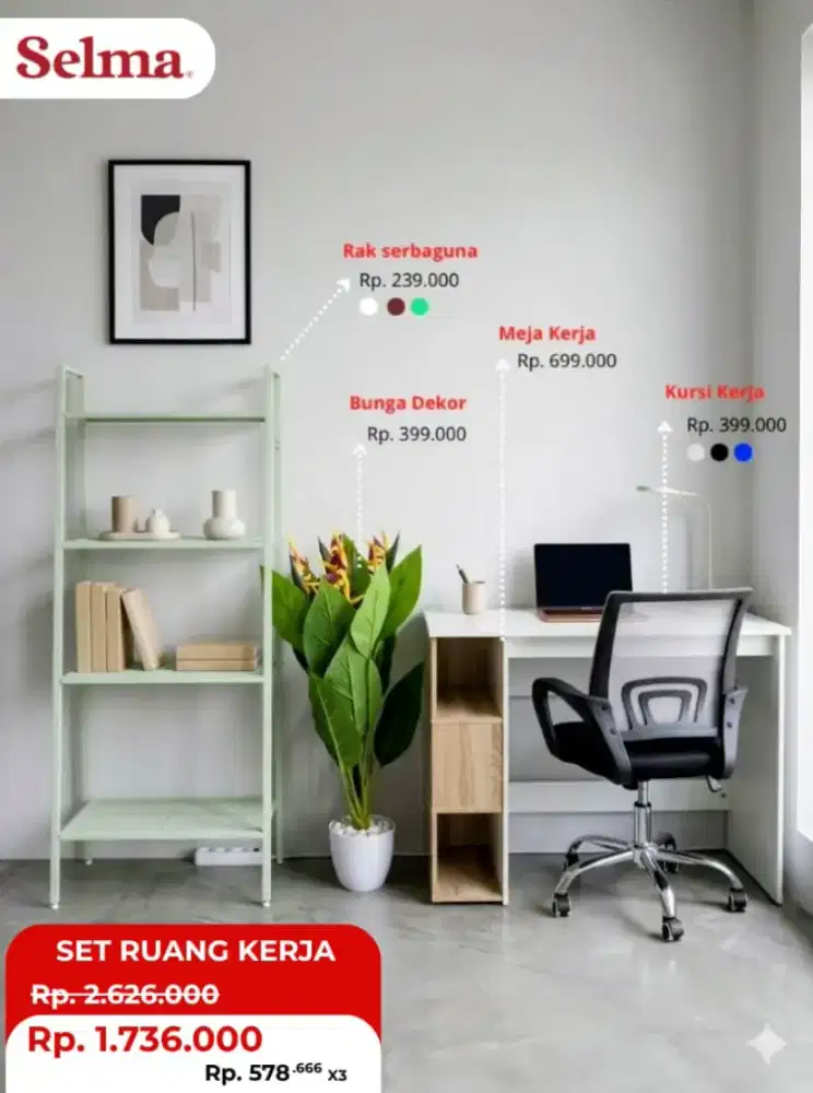 set ruang kerja murah Selma