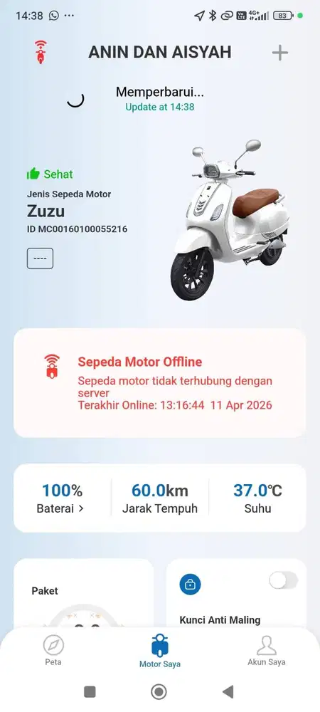 Motor Listrik Zuzu warna putih 2024