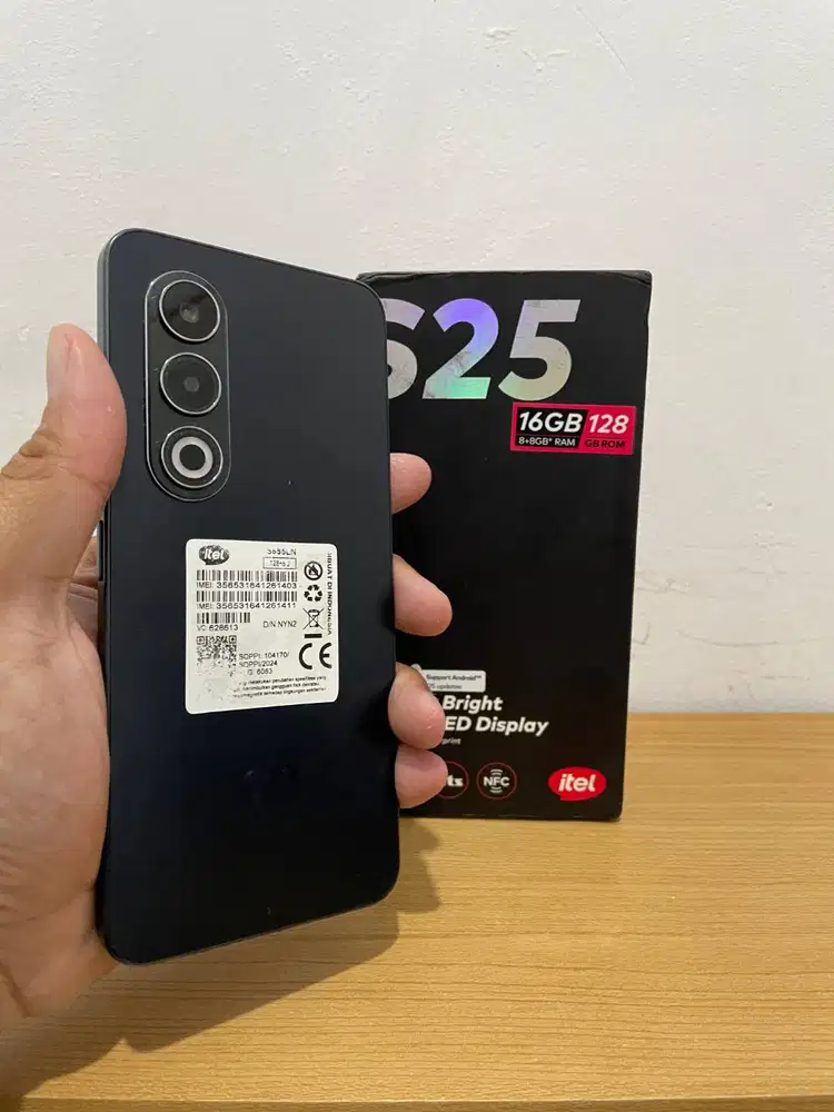itel S25 Hitam 8/128GB Fullset Amoled Siap Gaming Body Tipis