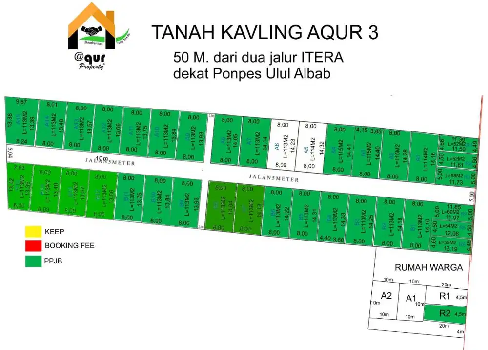 KAVLING RUKO ITERA HANYA 100 MTR DR DUA JALUR ITERA DP MURAH