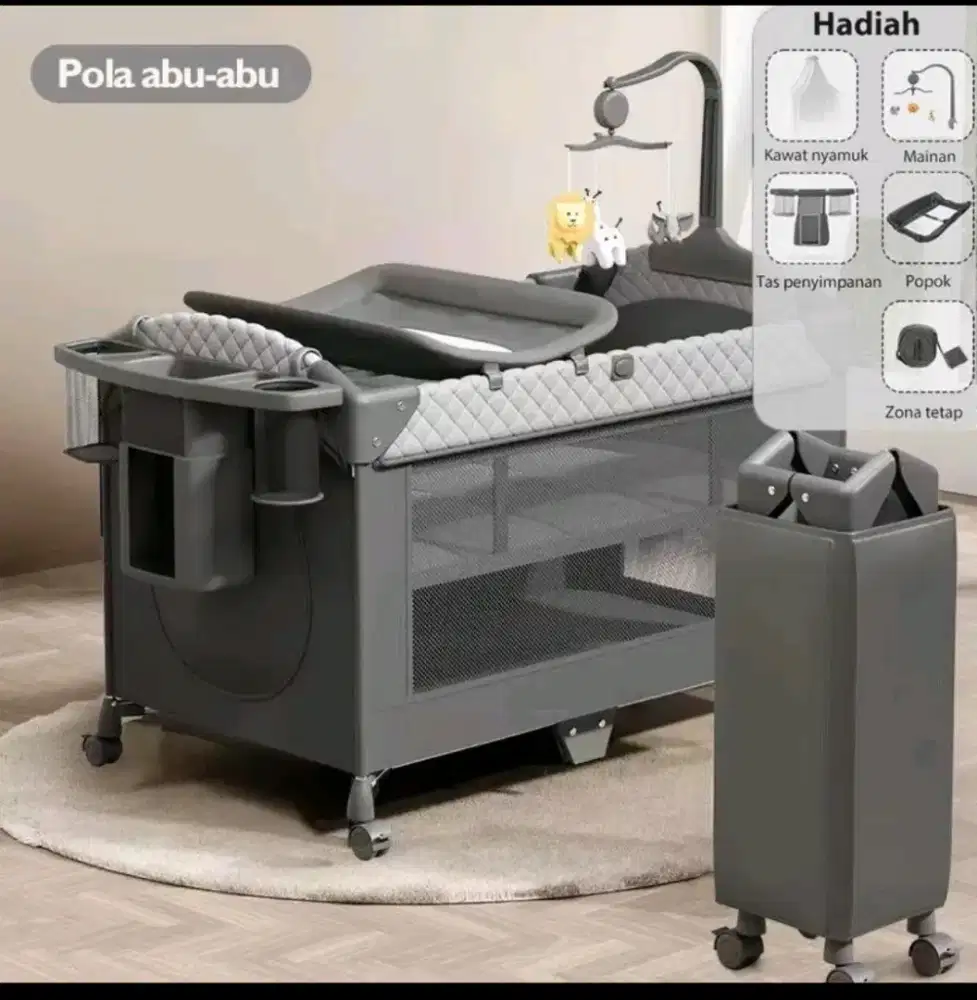 Tempat tidur bayi 2 lipat