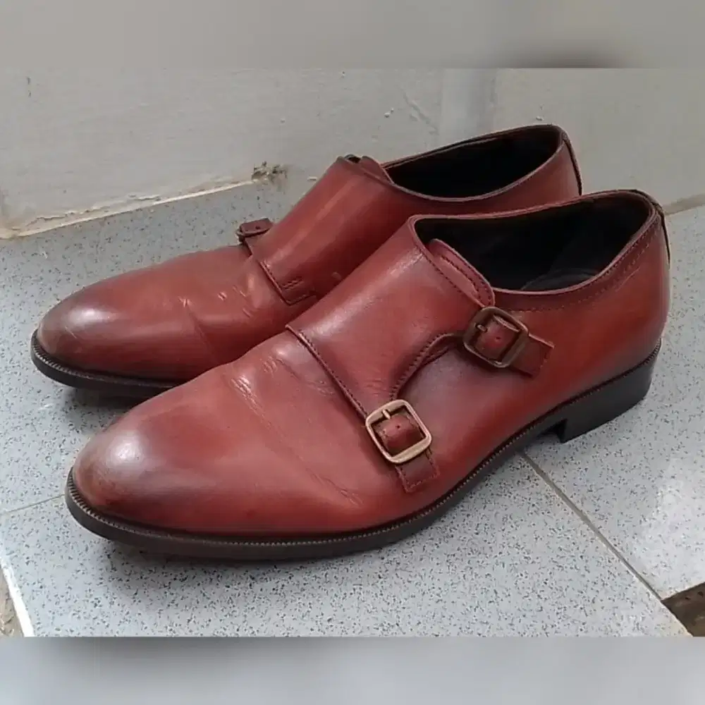 Size 44 sepatu kulit zara original monk strap brown