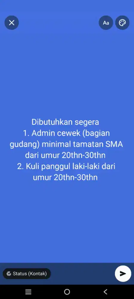 lowongan kerja Admin dan Kuli