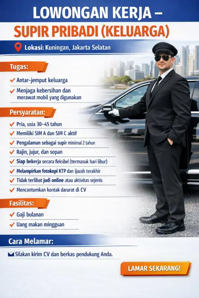 Dibutuhkan Segera - Supir Pribadi