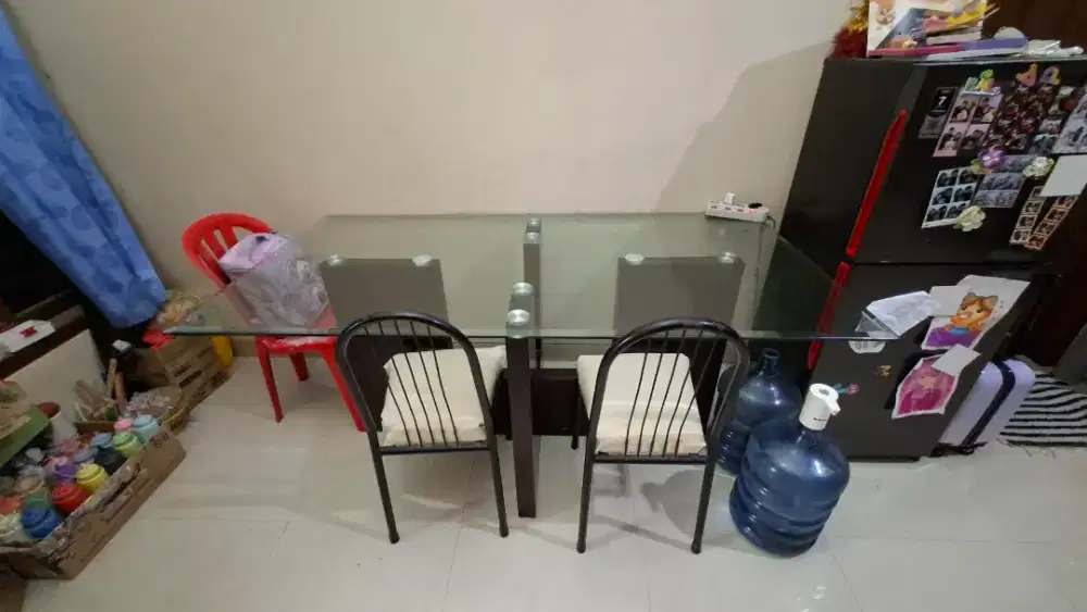 JUAL MEJA MAKAN KACA DAN 2 KURSI